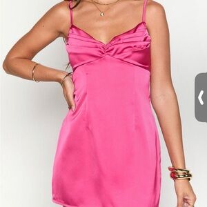 Honey Hot Pink Satin Mini Dress